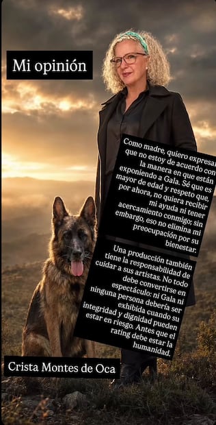 Mensaje de Crista Montes a la producción (Vía: Instagram)