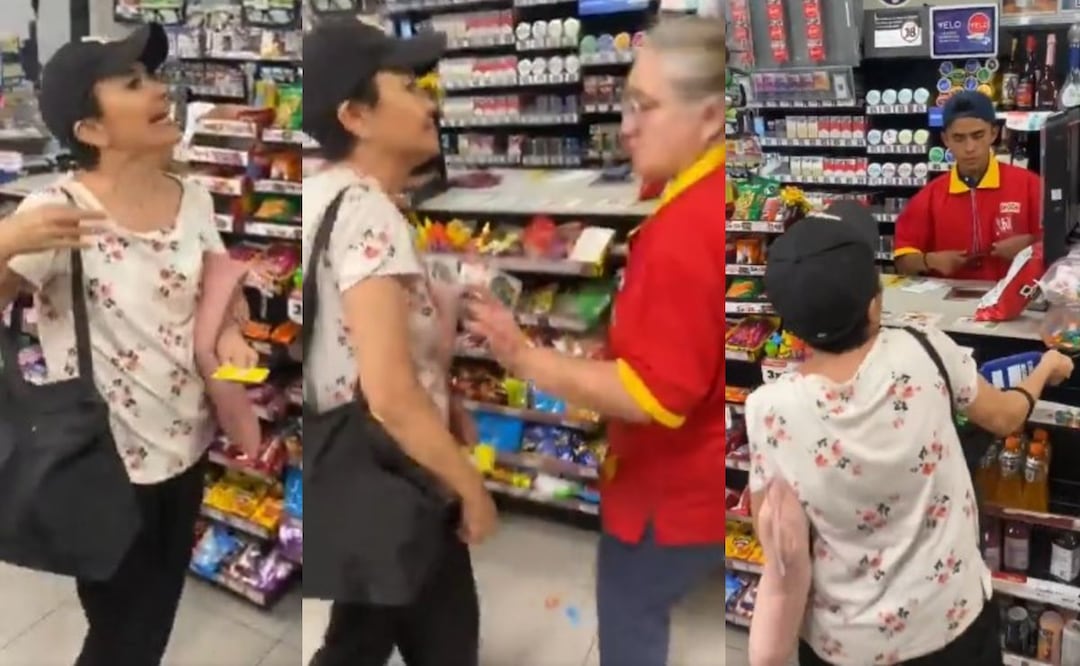 Mujer golpea a cajera del Oxxo. Foto: (Especial)
