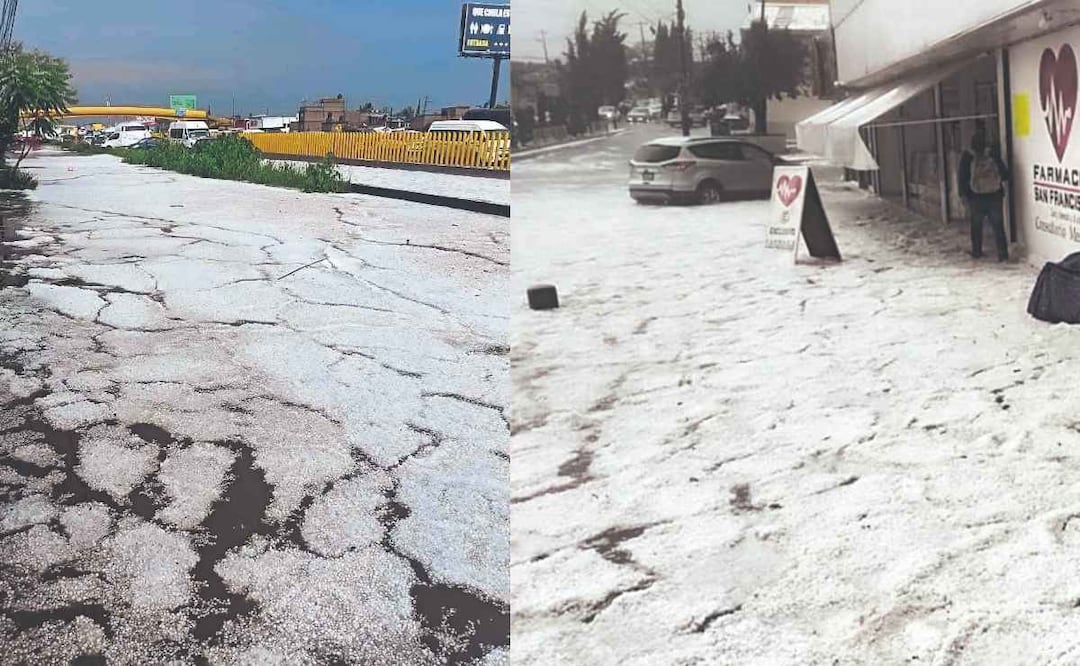 Tormenta de granizo azota GAM, Chalco e Ixtapaluca; calles quedan cubiertas de hielo. Foto: (Redes Sociales)