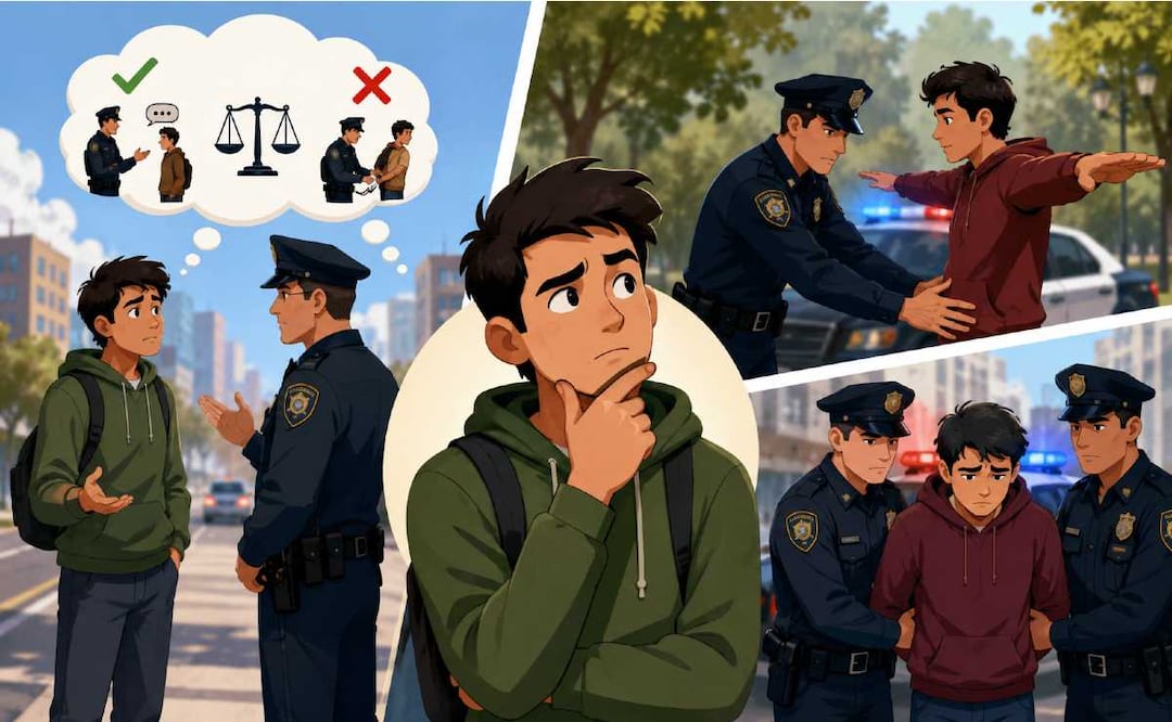 ¿Cuándo sí y cuándo no te puede detener un policía en México?. Foto: (IA)