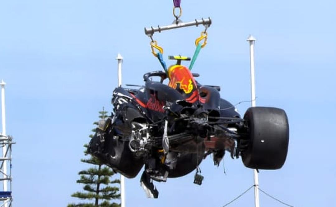 Checo Pérez sufre accidente y su auto queda destrozado durante el GP de Mónaco