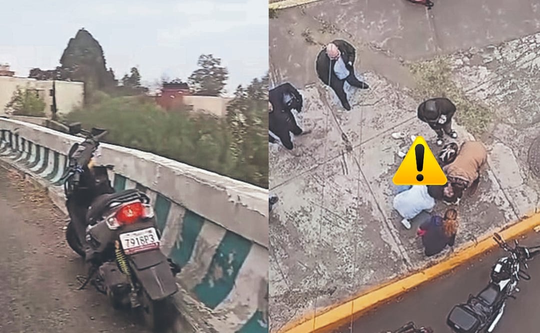 Mujer "vuela" en picada 9 metros tras chocar su motocicleta contra muro de contención
Imagen: Especial