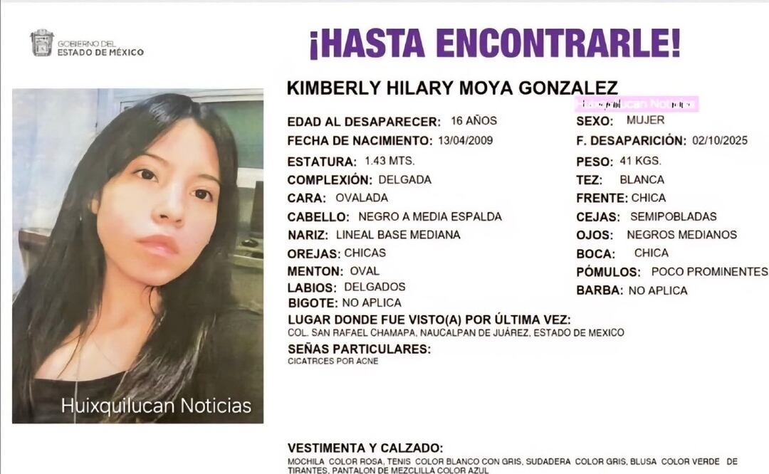 Desaparece estudiante de la UNAM en Naucalpan: Kimberly  fue a la papelería y ya no regresó