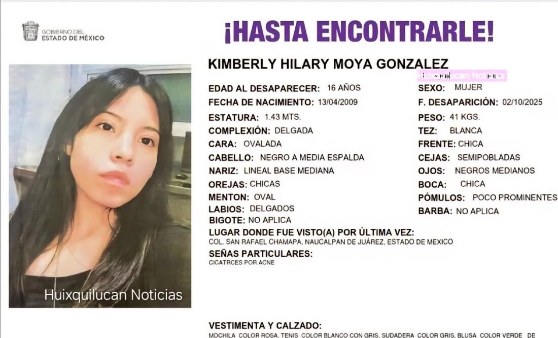 Desaparece estudiante de la UNAM en Naucalpan: Kimberly fue a la papelería y ya no regresó