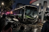 Camión sin frenos arrasa con 12 autos y termina incrustado en gasolinera de Álvaro Obregón