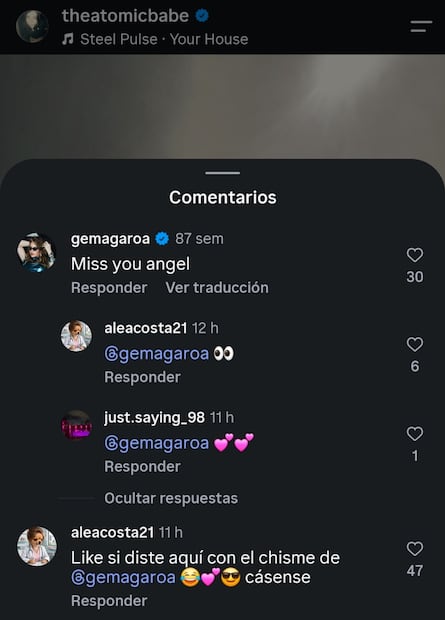 Captura a comentario de Gema (Vía: Instagram)