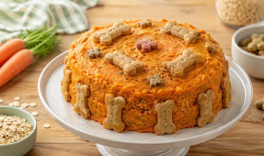 Pastel de pollo y zanahoria, apto para perros
