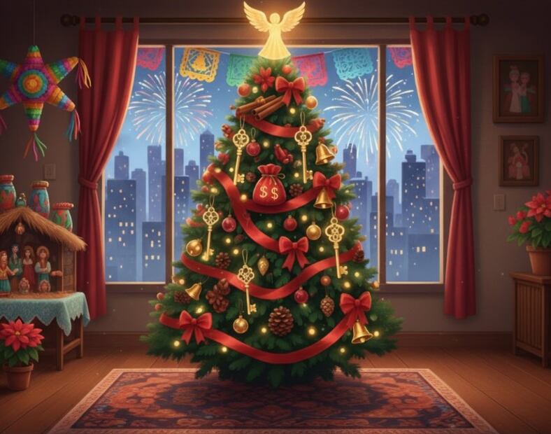 amuletos para adornar tu árbol de navidad y se te cumplan todos tus deseos. Foto: (IA)