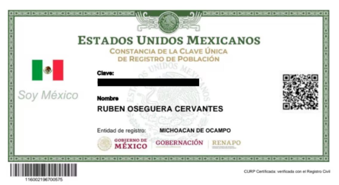 CURP de El Mencho (Foto: Especial)