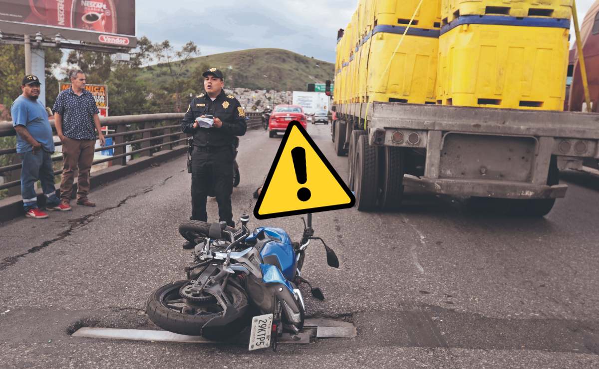 Tragedia en la GAM: Motociclista cae en bache y muere aplastado por tráiler