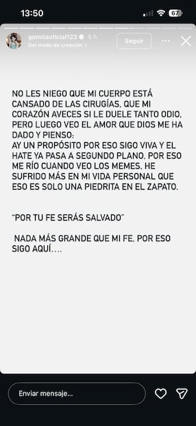 ¿Qué le pasa a Gomita? La influencer se sincera sobre su estado de salud y revela lo que ha vivido recientemente