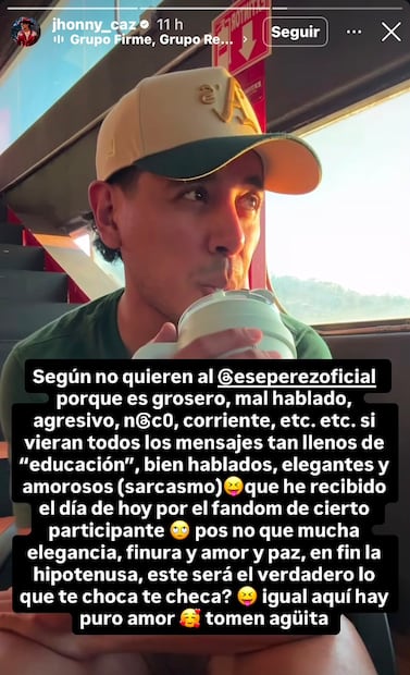 Mensaje de Jhonny Caz (Vía: Instagram)