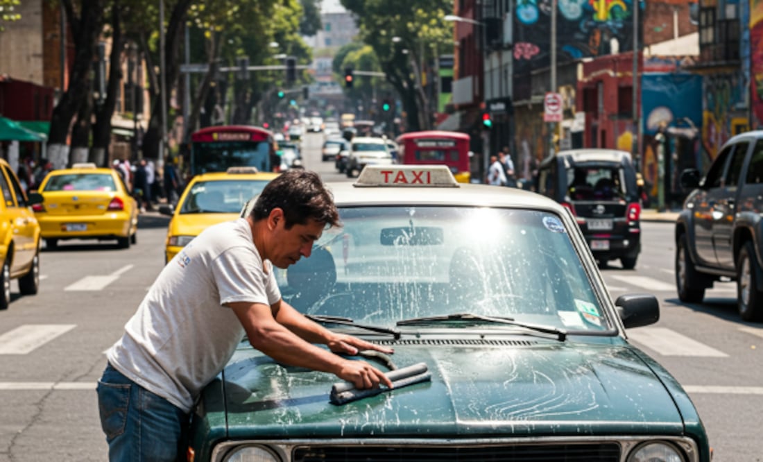 Limpiaparabrisas en CDMX (Foto: Creada con IA)