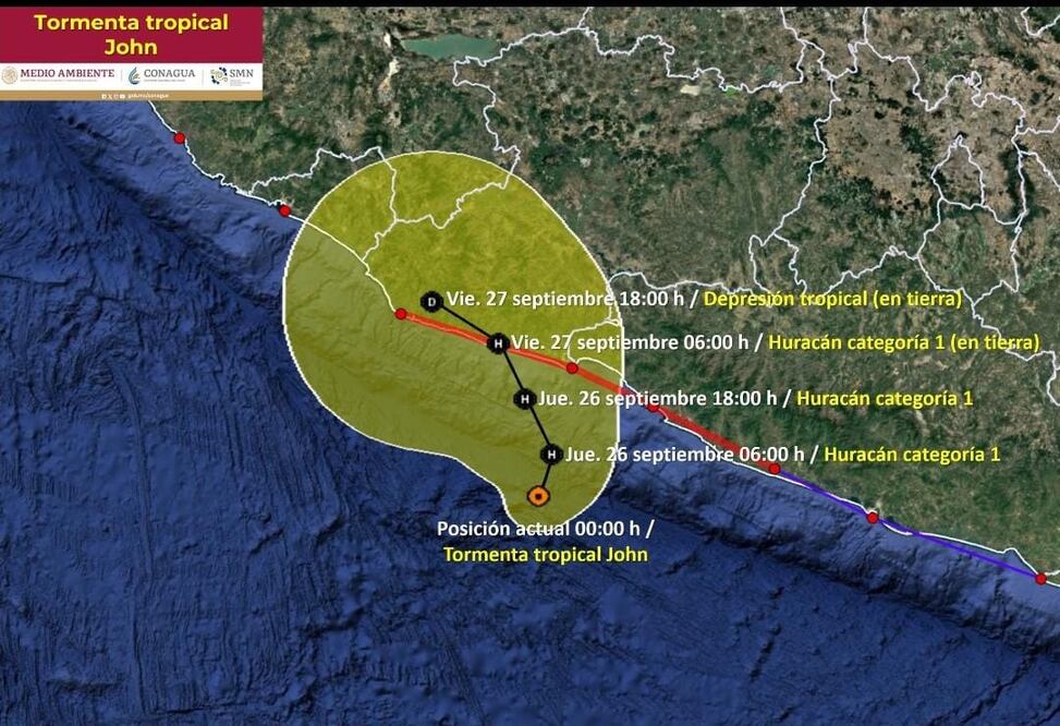 ¡Alerta máxima! El huracán John golpea nuevamente las costas mexicanas