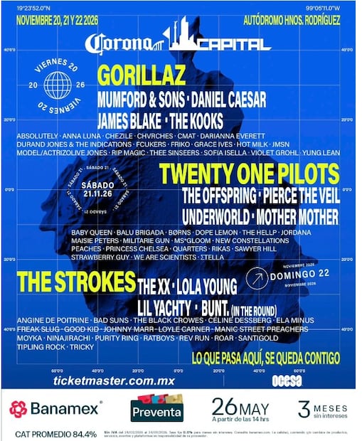 Cartel del Corona Capital 2026. Foto: (Cortesía)
