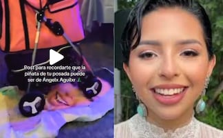 VIDEO: Rompen piñata de Ángela Aguilar en posada navideña, ya es viral en TikTok