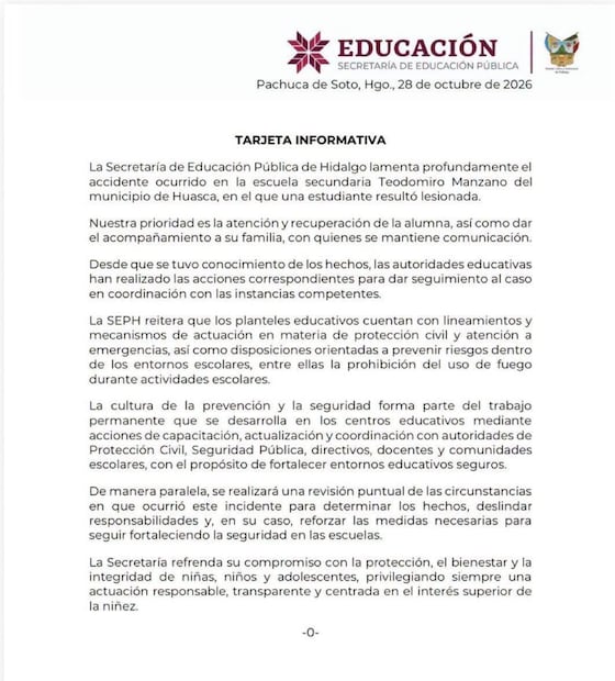 SEPH Tarjeta Informativa
Foto: Redes Sociales