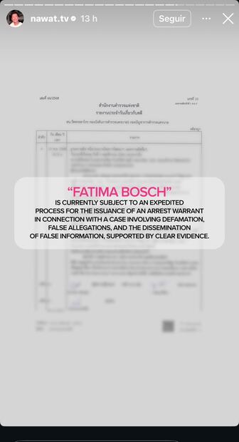 Comunicado de Nawat Itsaragrisil (Vía: Instagram)