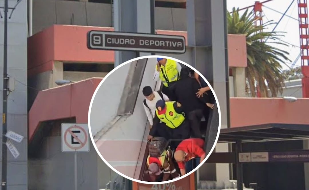 Foto: Google Maps / Redes sociales (Accidente en escalera eléctrica del Metro CDMX deja 12 heridos en la estación Ciudad Deportiva)