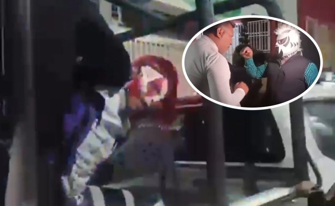 Policías de Ecatepec vs Luchadores (Foto: Captura de video)