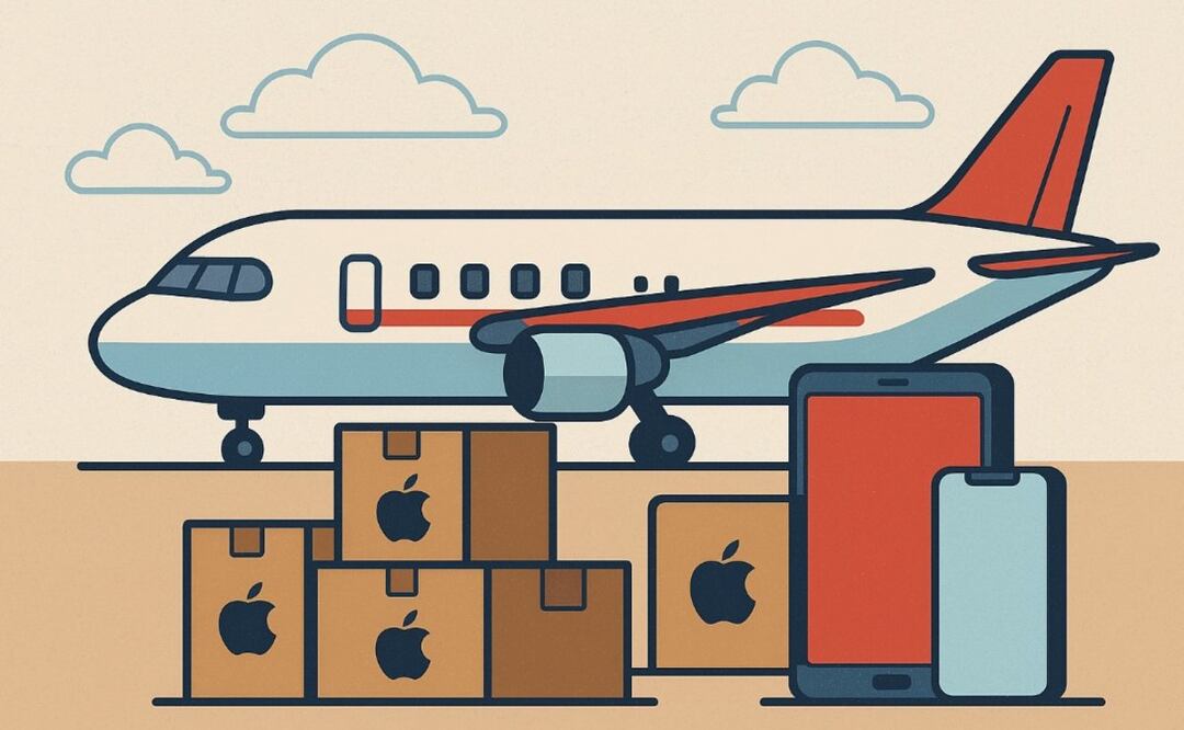 Apple decidió llenar cinco aviones para evitar nuevo arancel. Foto: (IA)