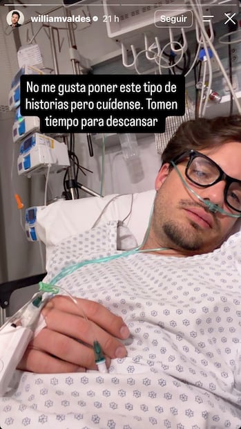 William Valdés hospitalizado (Vía: Instagram)
