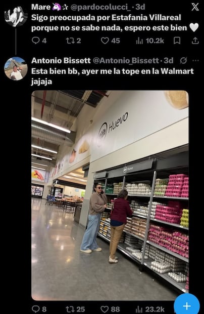 Post de X donde supuestamente vieron a Estefanía Villareal (Vía: X)