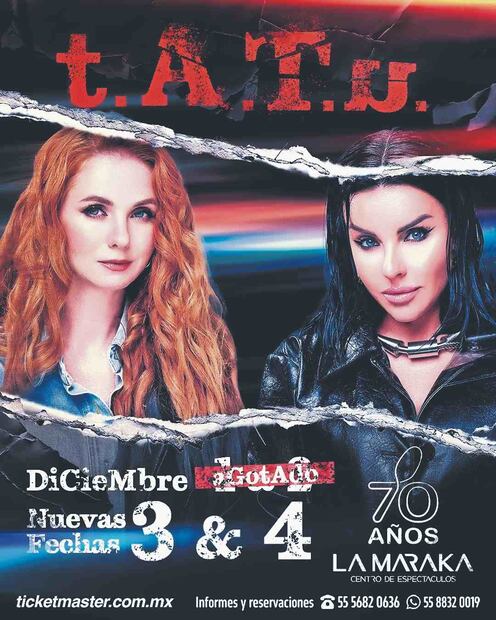 Tatu regresa a los escenarios y confirma conciertos en CDMX: fechas y sede. Foto: (Cortesía)
