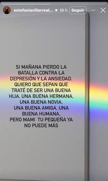 Mensaje de Estefanía (Vía: Instagram)