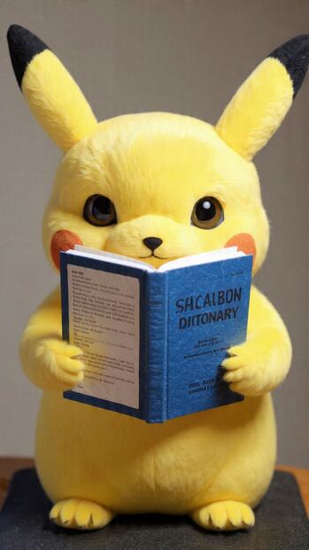Pikachu leyendo un diccionario (Foto: Creada con IA)