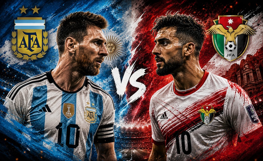 Argentina vs Jordania (Imagen hecha con IA)