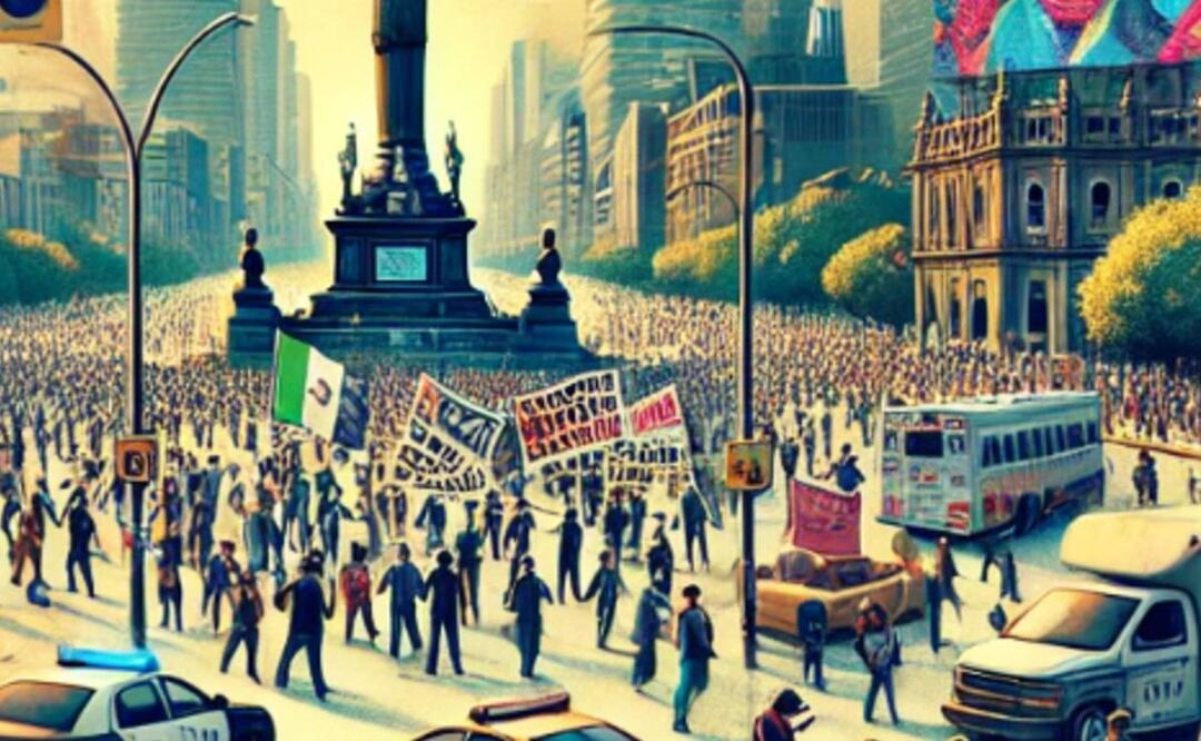 Tráfico en la CDMX (Foto: Creada con IA)