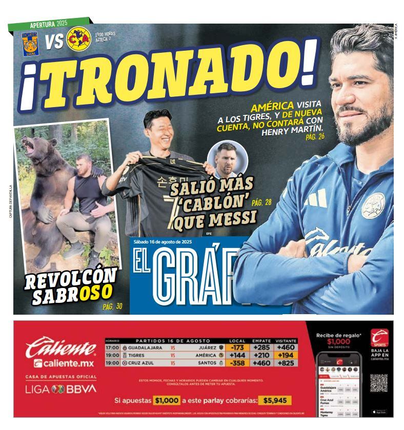 Imagen: El Gráfico (Portada El Gráfico | Sábado 16 de agosto 2025)