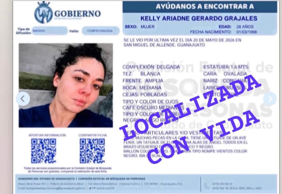 Ficha de busqueda/encontrada Kelly Ariadne (Vía: Instagram)