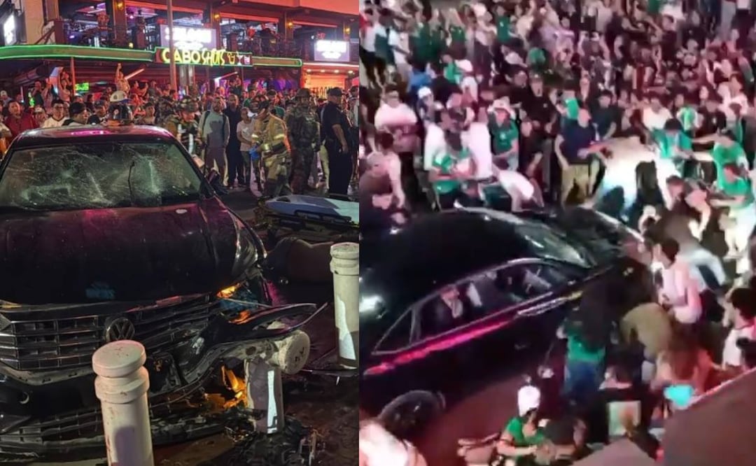 Festejo termina en pesadilla: Loco atropella a aficionados en plena celebración por el triunfo de México. Foto: (Especial)