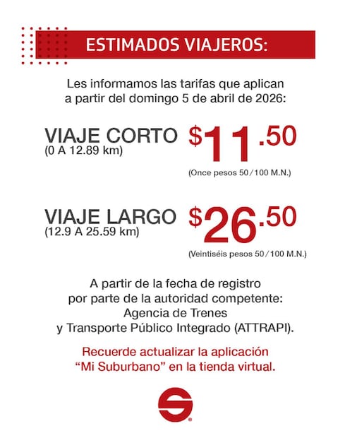 Nueva tarifa del Tren Suburbano (Foto: Facebook)