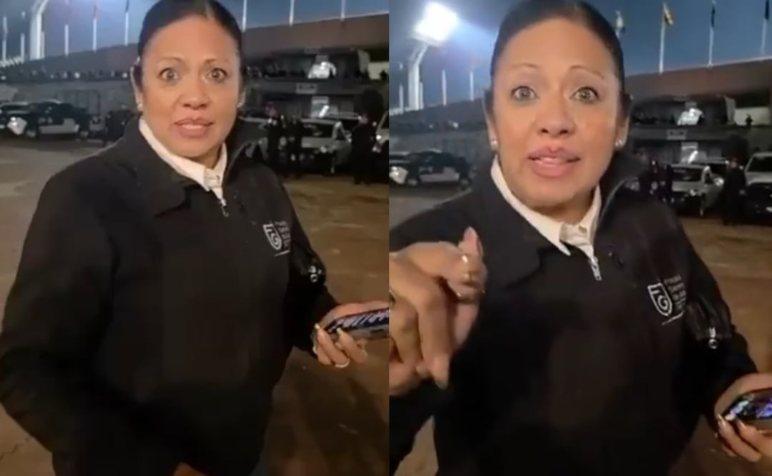 Mujer de la Fiscalía CDMX agrede a policía en el estadio de Pumas durante el partido vs Cruz Azul. Foto: (Especial)