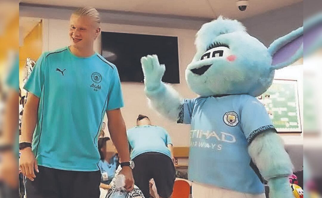 Mascota del Manchester City acusa a Haaland de agresión. Foto: (Captura de pantalla)