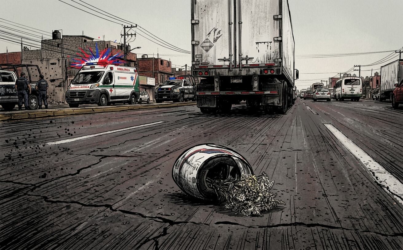 Flores en el casco y tragedia en el asfalto: tráiler mata a biker en Ecatepec