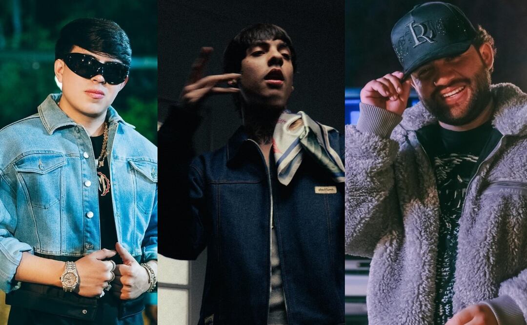 Óscar Maydon, Natanael Cano y Luis R Conriquez. Crédito: Redes Sociales