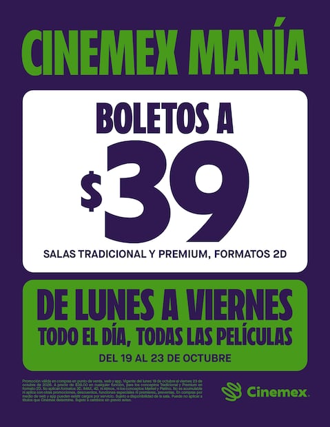 ¡Cine por menos de 40 pesos! Regresa la Cinemex Manía con combos especiales
Foto: Redes Sociales