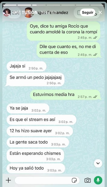 Captura de supuesta conversación de Imelda y Agustín (Vía: Tik Tok)
