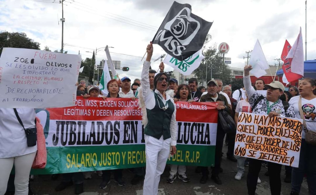 Megamarcha de trabajadores del IMSS en CDMX. Foto: (Gabriel Pano)