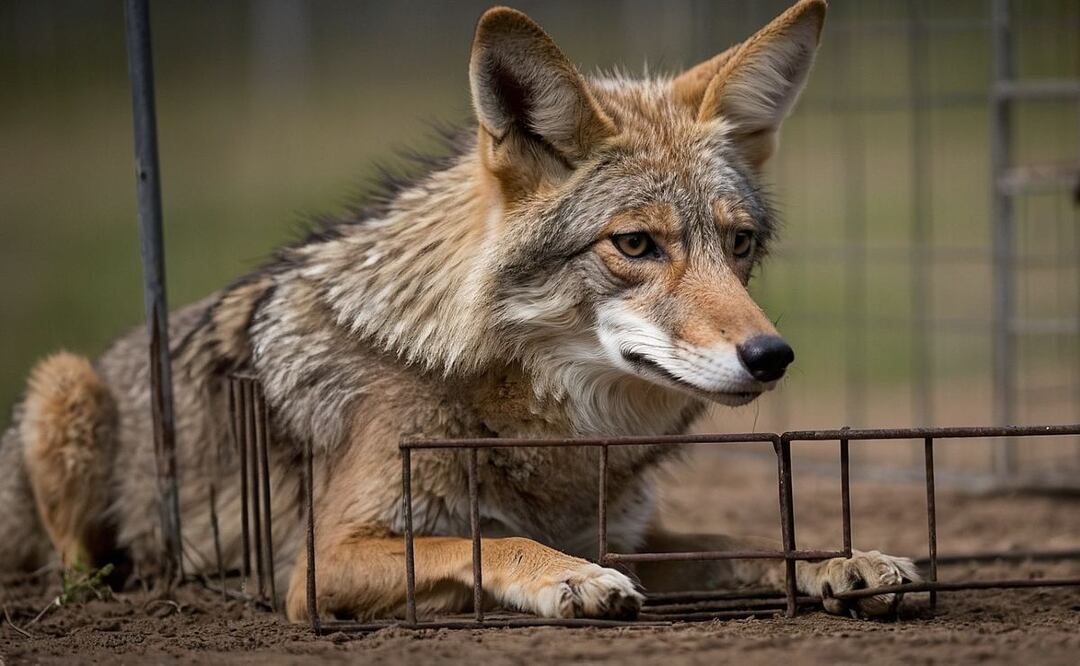 Rescatan a coyote encerrado en un jaula, en Cuautitlán