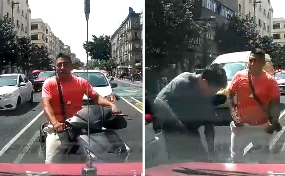 Imagen: Redes sociales (VIDEO: Motociclista imprudente choca con taxi y todavía noquea al ruletero ¿y las autoridades?)