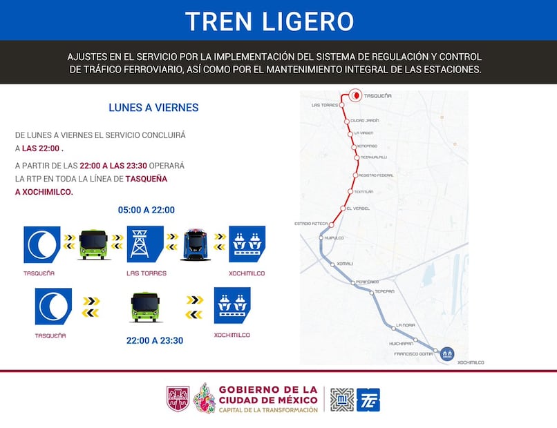 Imagen: STE (Horario de servicio del Tren Ligero durante obras)