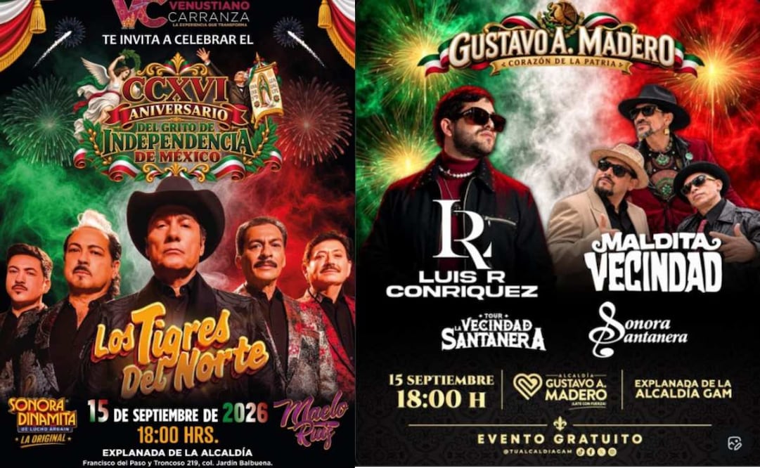 Los Tigres del Norte, La Maldita Vecindad y hasta Paty Cantú: así se pondrá el Grito en las alcaldías de CDMX
Foto: Redes Sociales