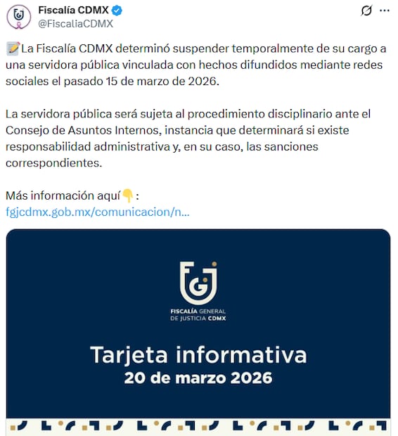 Comunicado de la Fiscalía (Foto: X)