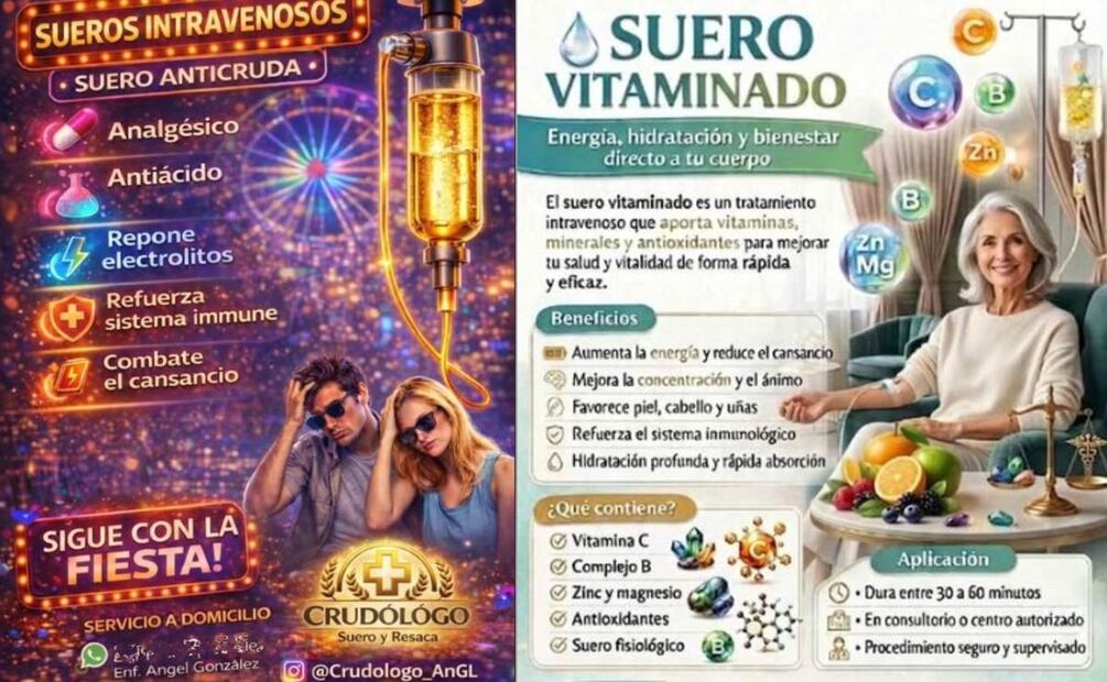 Imagen: Redes sociales (Así se anuncia en redes la venta y colocación de suero vitaminado )