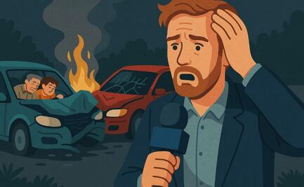 Reportero transmite accidente en vivo y reconoce a sus hijos entre las víctimas